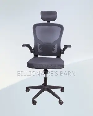Grey Ergonomic Office Chair Flip Up Arms Adjustable
