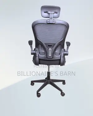 Grey Ergonomic Office Chair Flip Up Arms Adjustable