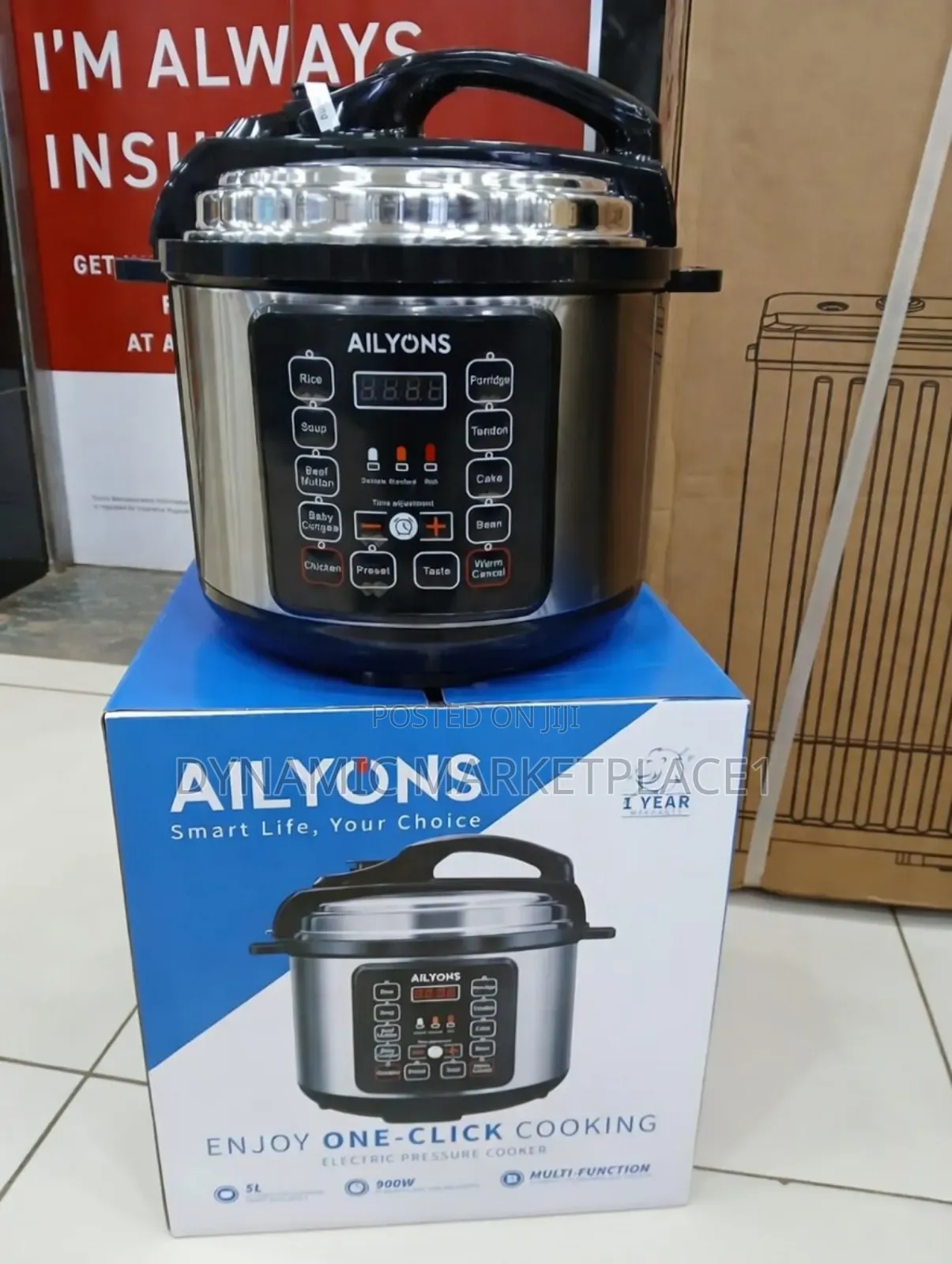 Ailyons 5l Electric Pressure Cooker - 900w Multi-Function