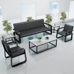 Office Sofa : 5-Seater Synthetic Leather Sofa Set