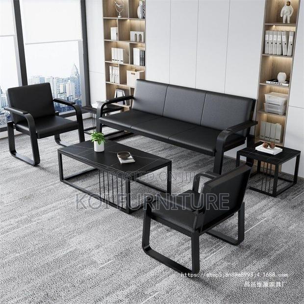 Office Sofa : 5-Seater Synthetic Leather Sofa Set - thumbnail 3