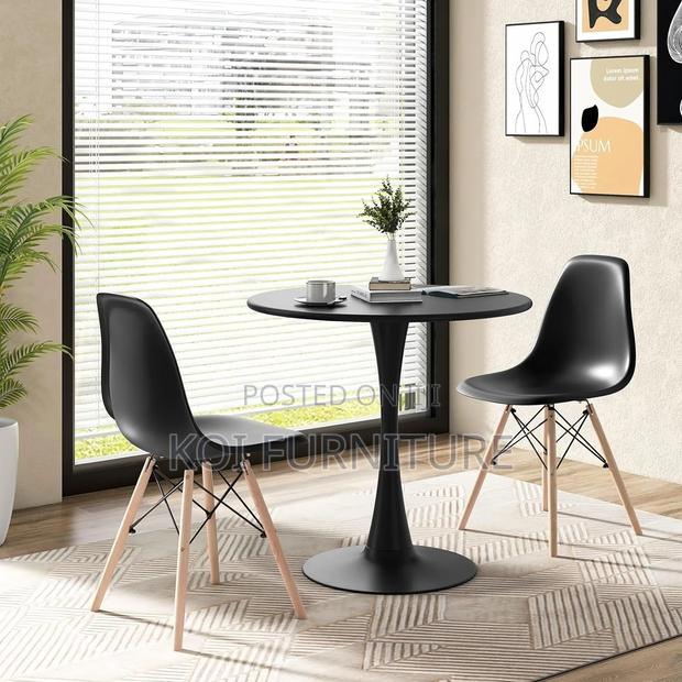Dining Set : Black Eames-Style Plastic Dining Set With Tulip Table - main view