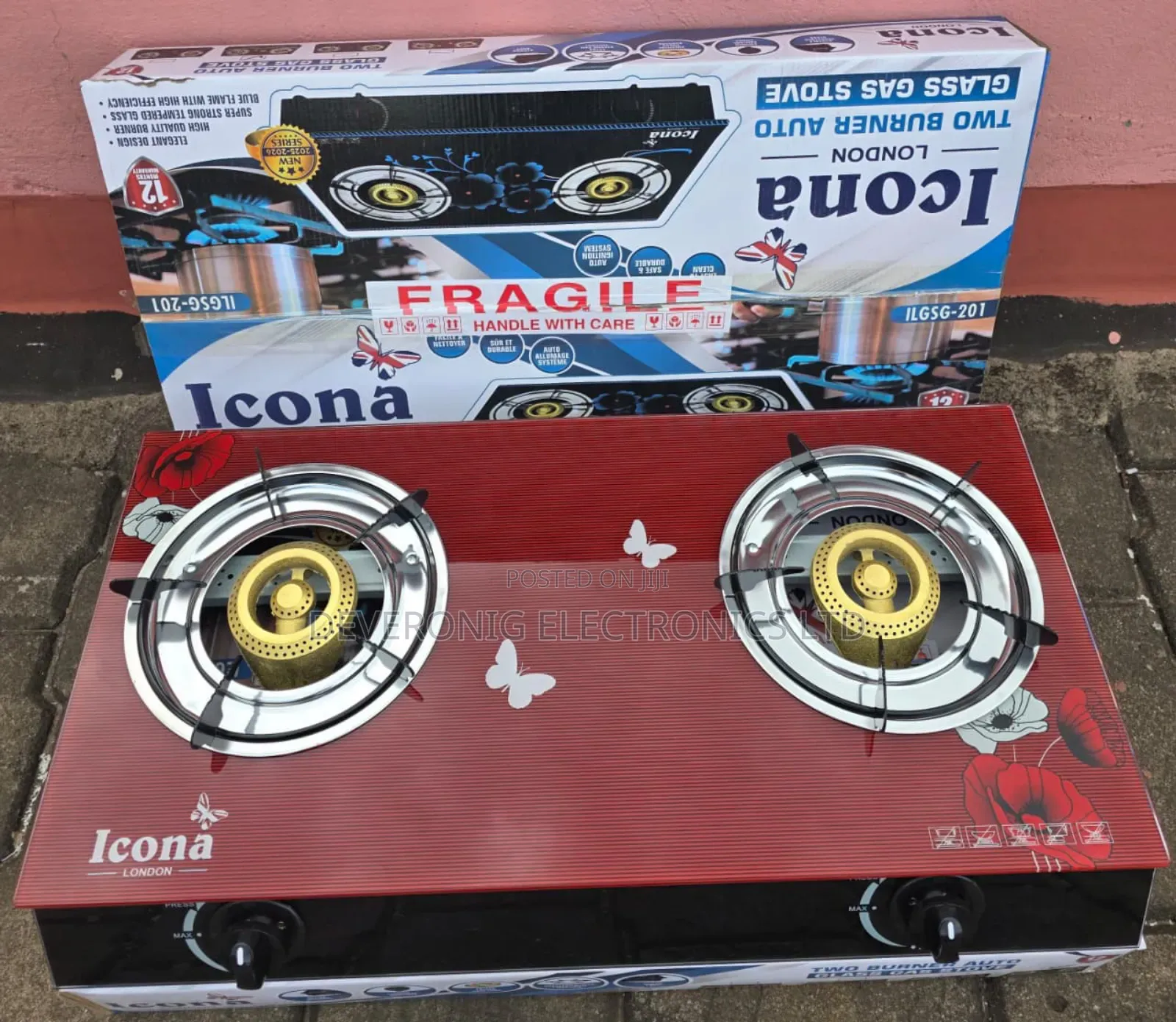 Icona 2 Burner Gas Stove Glass Top Cooker
