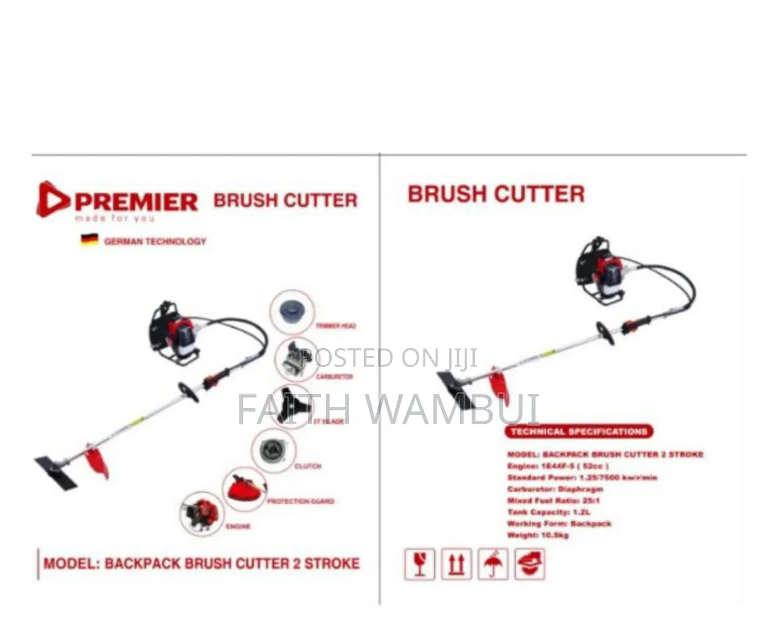 Professional 2 Stroke Premier Back Pack Brush Cutter Machine