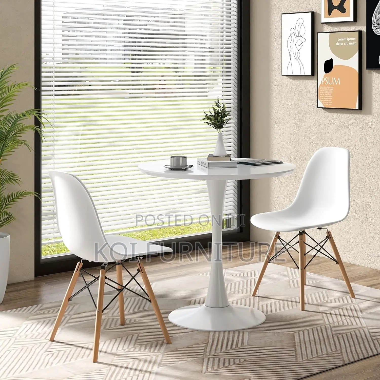 Dining Set : Black Eames-Style Plastic Dining Set With Tulip Table