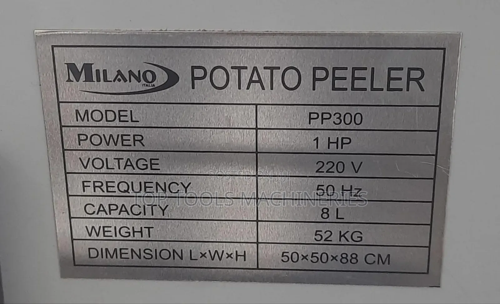 Milano Italia Potatoe Peeler Machine 8l 1hp