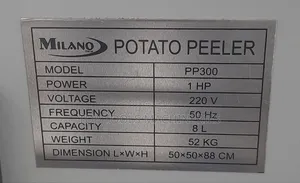 Milano Italia Potatoe Peeler Machine 8l 1hp
