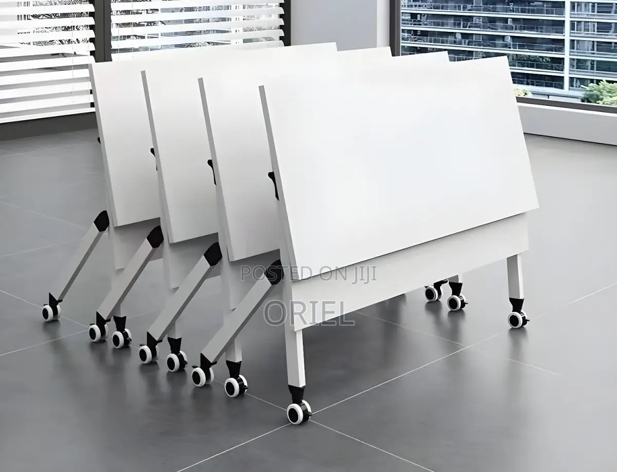 Office Table : White Foldable Training Office Table