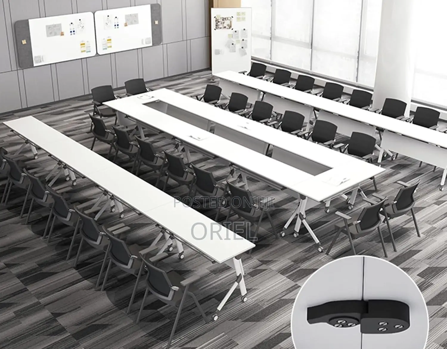 Office Table : White Foldable Training Office Table