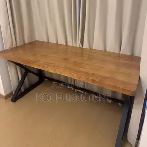 Office Desk : 1.2m Sturdy Black Metal K-Shaped Frame Desk
