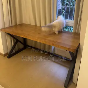 Office Desk : 1.2m Sturdy Black Metal K-Shaped Frame Desk