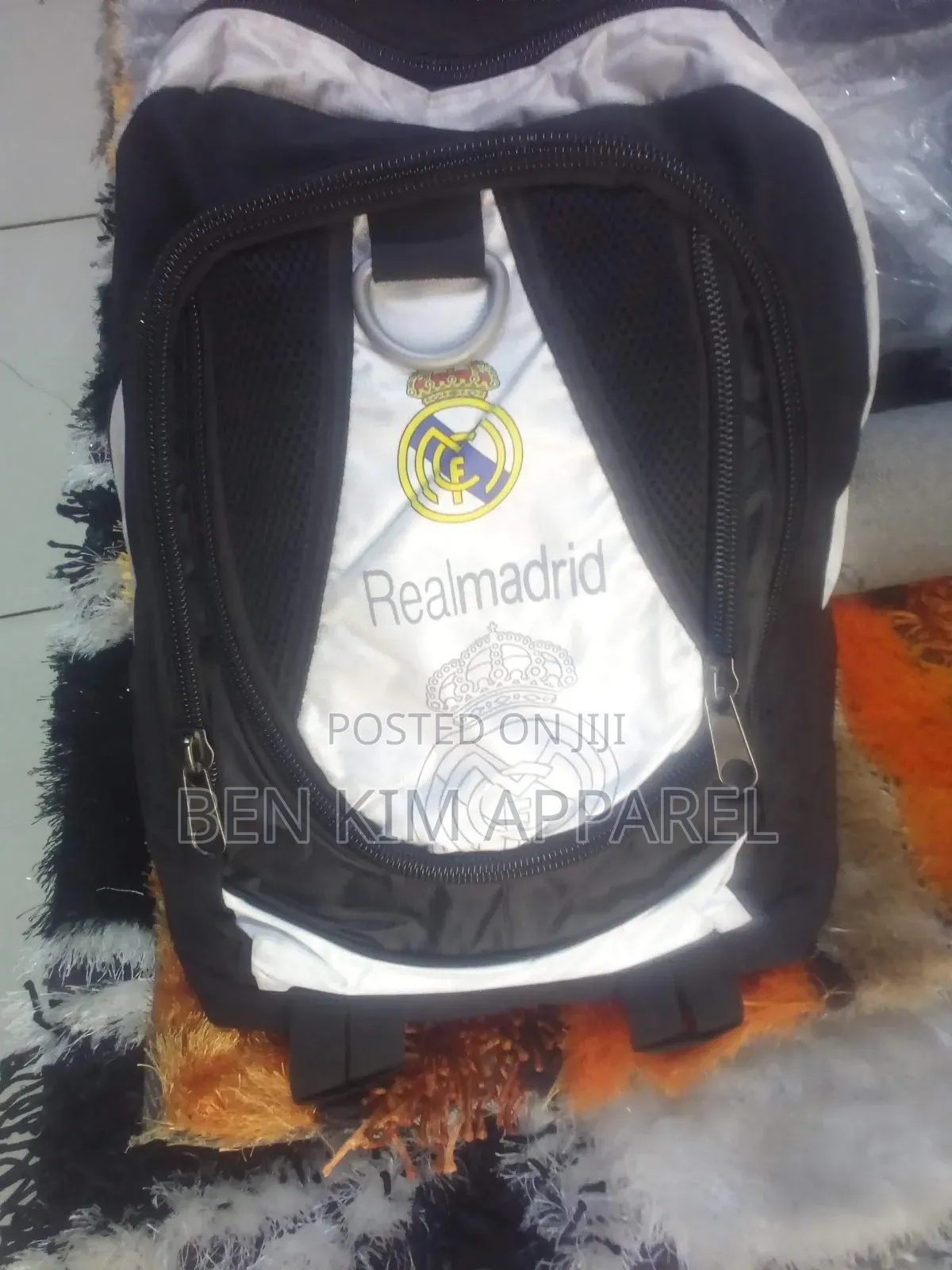 Real Madrid Sports Backpack White Black Large.