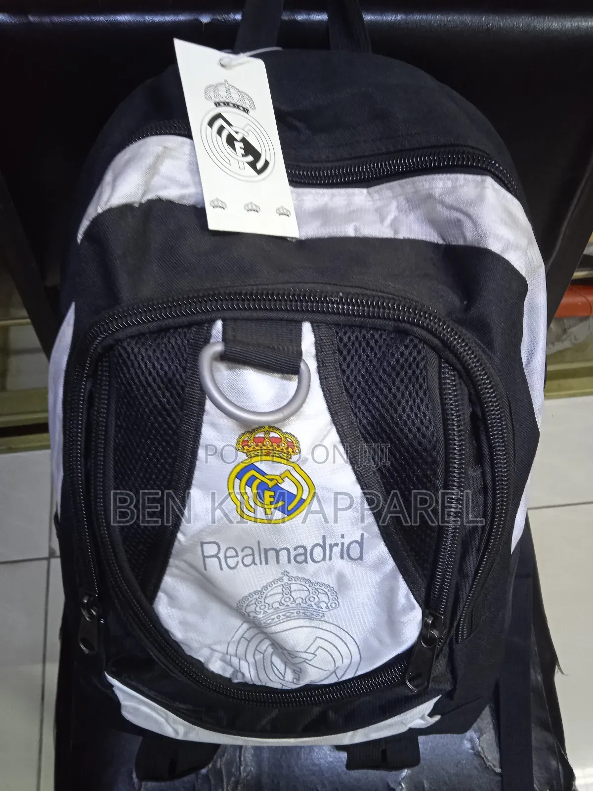 Real Madrid Sports Backpack White Black Large.