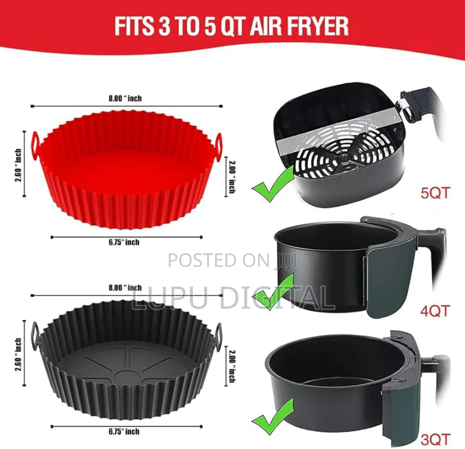 Food Grade Silicone 16-22cm Air Fryer Liner Baking Tin