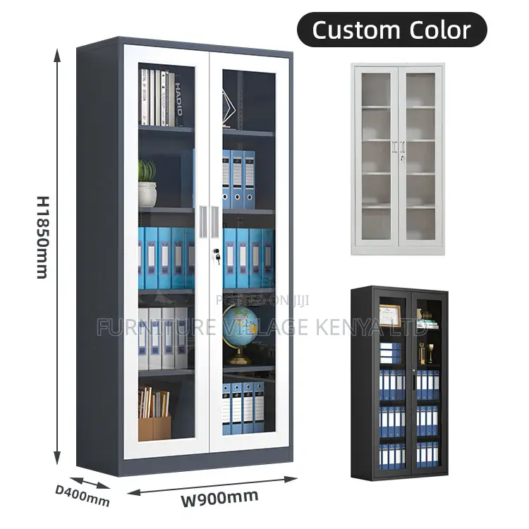 Office Cabinet; 2-Door Glass Office Storage Cabinet