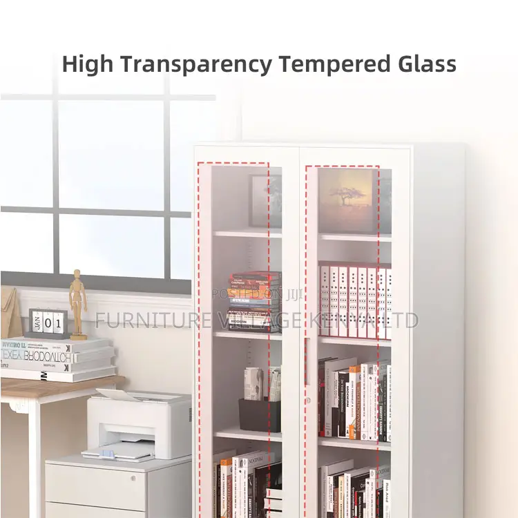 Office Cabinet; 2-Door Glass Office Storage Cabinet