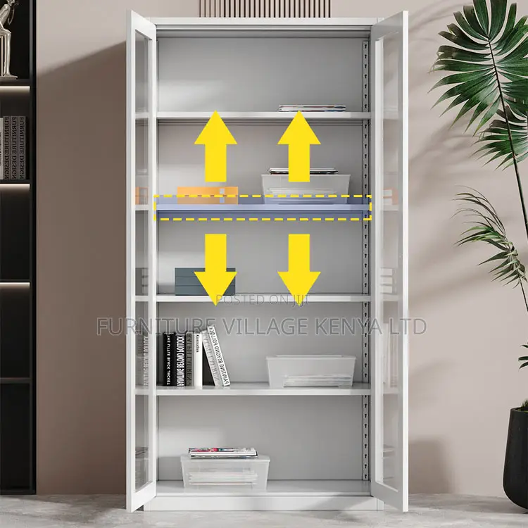Office Cabinet; 2-Door Glass Office Storage Cabinet