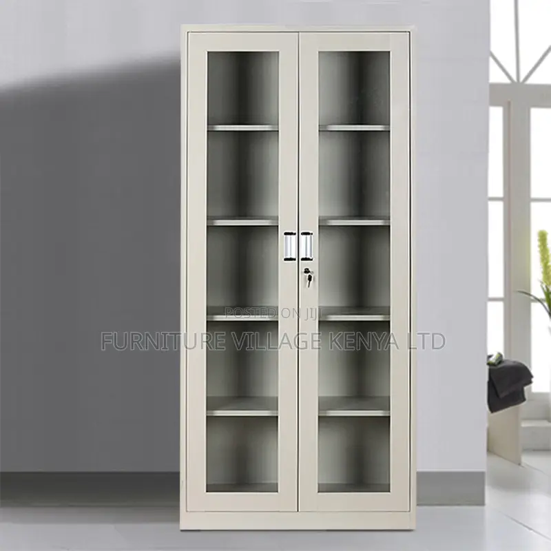 Office Cabinet; 2-Door Glass Office Storage Cabinet