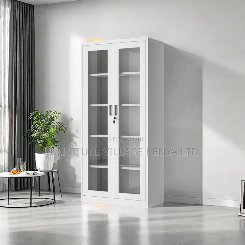 Office Cabinet; 2-Door Glass Office Storage Cabinet