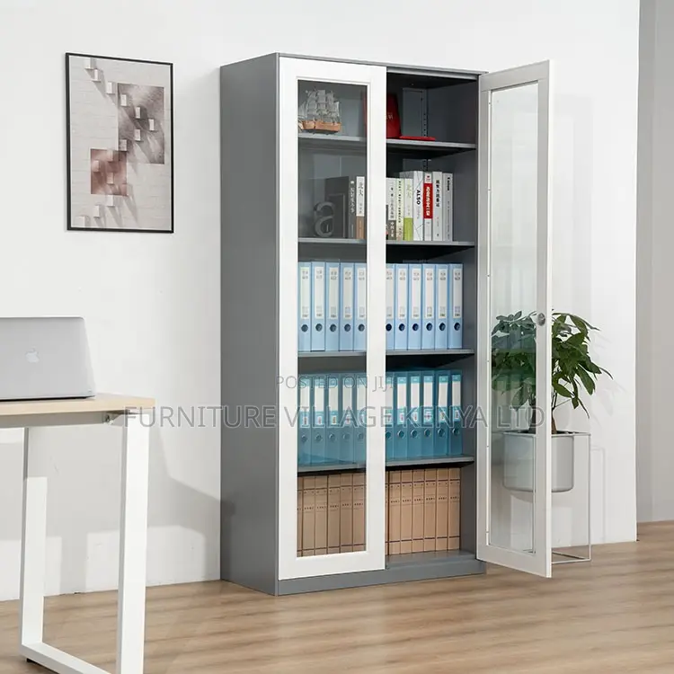 Office Cabinet; 2-Door Glass Office Storage Cabinet