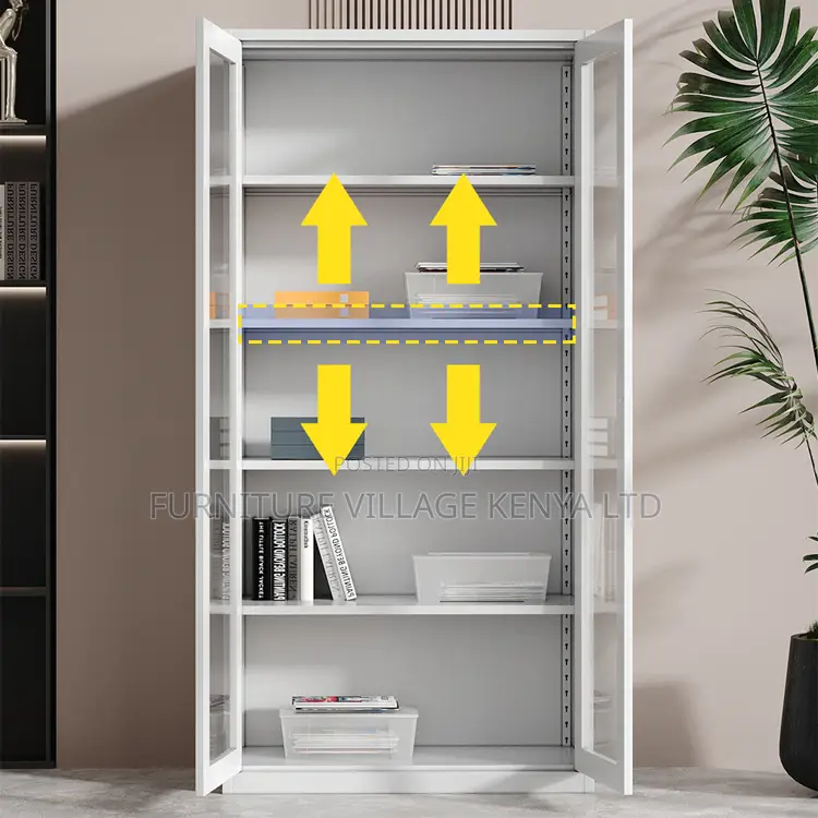 Office Cabinet; 2-Door Glass Office Storage Cabinet
