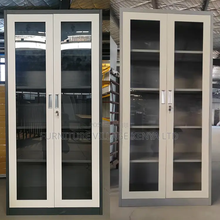 Office Cabinet; 2-Door Glass Office Storage Cabinet