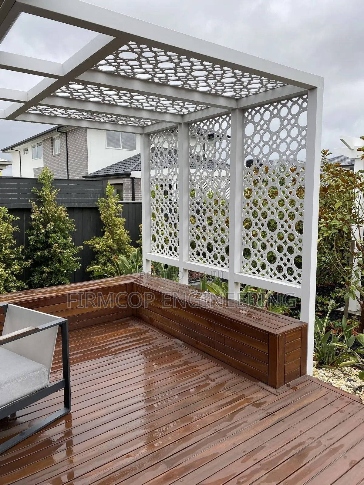 Outdoor CNC Pergola With Privacy Panels
