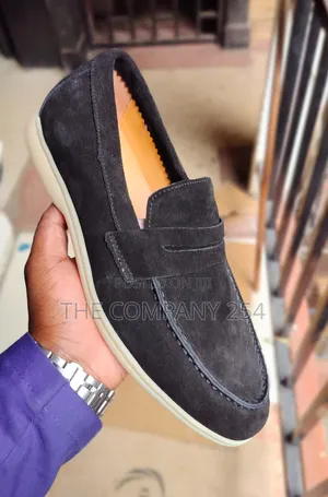 Quality Leather Sued Lolo Piano Loafer Rubber Sole Shoes