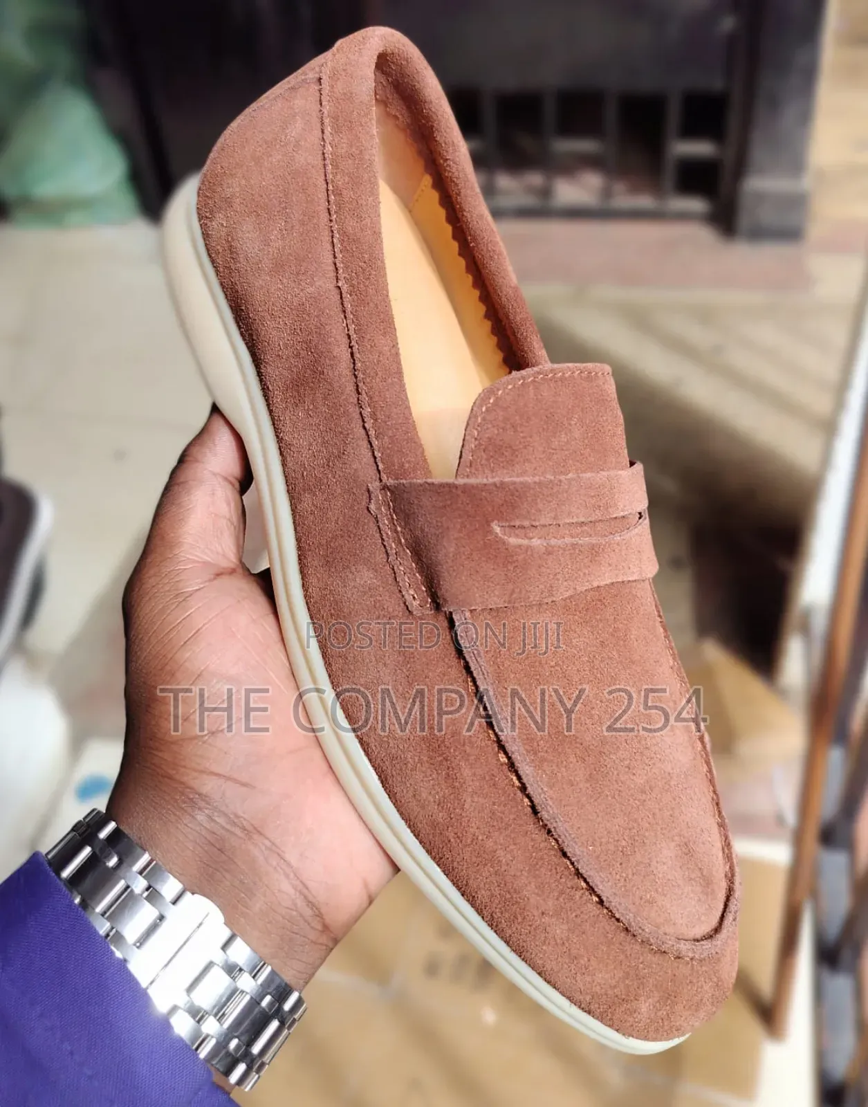 Quality Leather Sued Lolo Piano Loafer Rubber Sole Shoes
