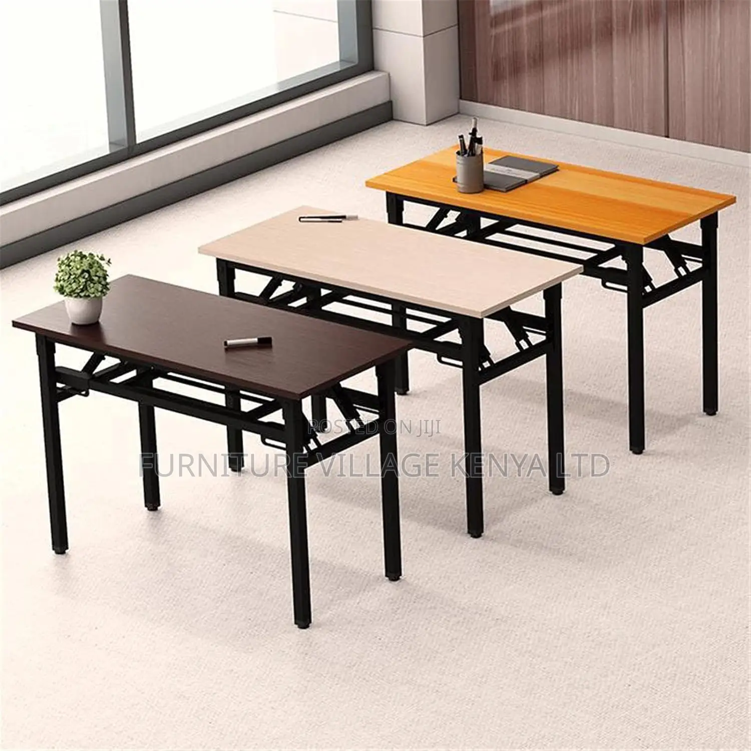 Office Desk; 120cm Foldable Metallic Leg Office Desk