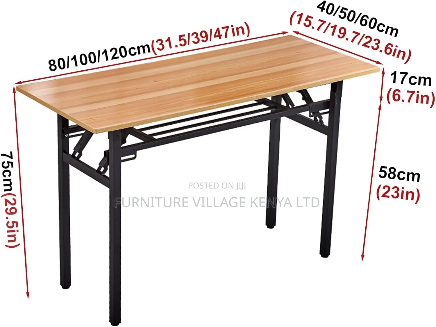 Office Desk; 120cm Foldable Metallic Leg Office Desk