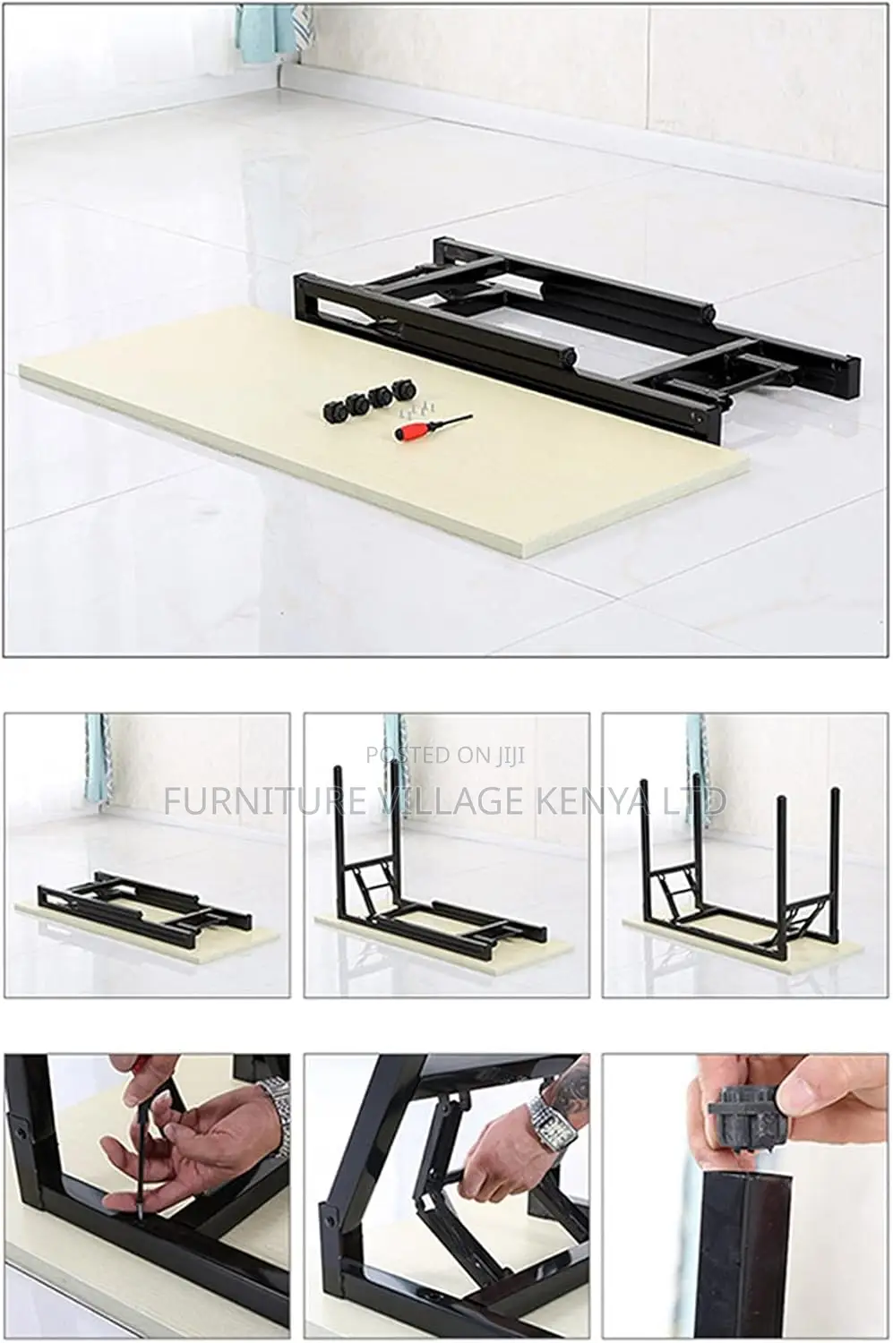 Office Desk; 120cm Foldable Metallic Leg Office Desk