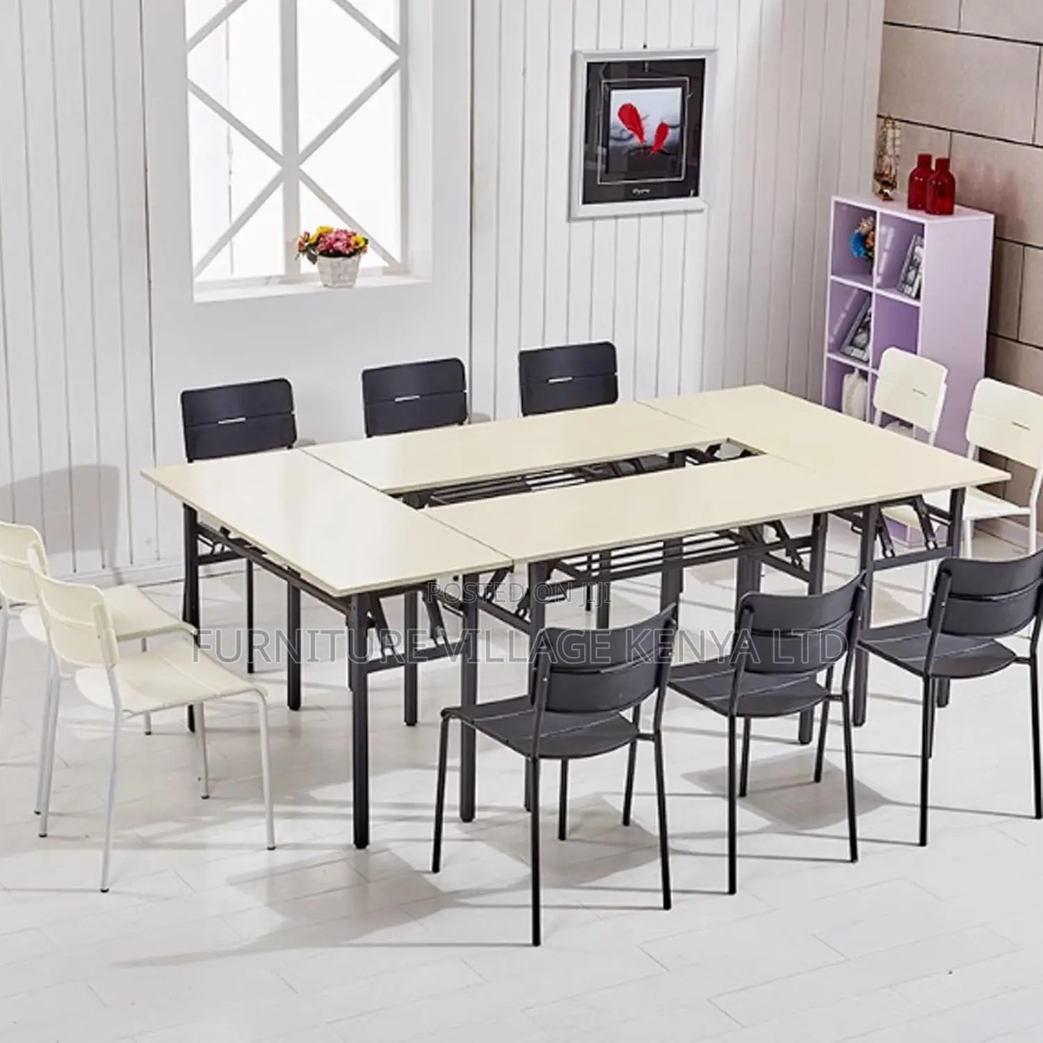 Office Desk; 120cm Foldable Metallic Leg Office Desk