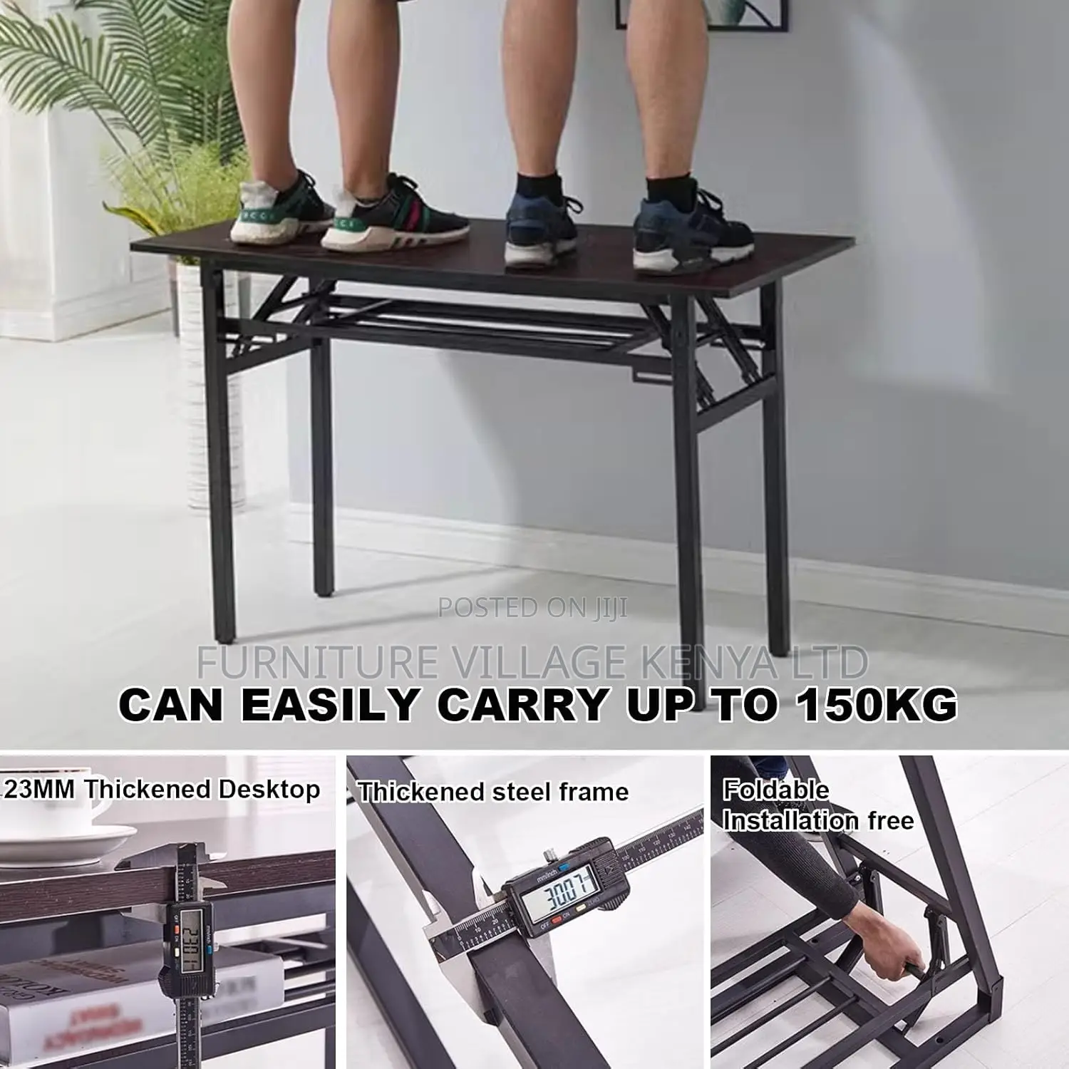 Office Desk; 120cm Foldable Metallic Leg Office Desk