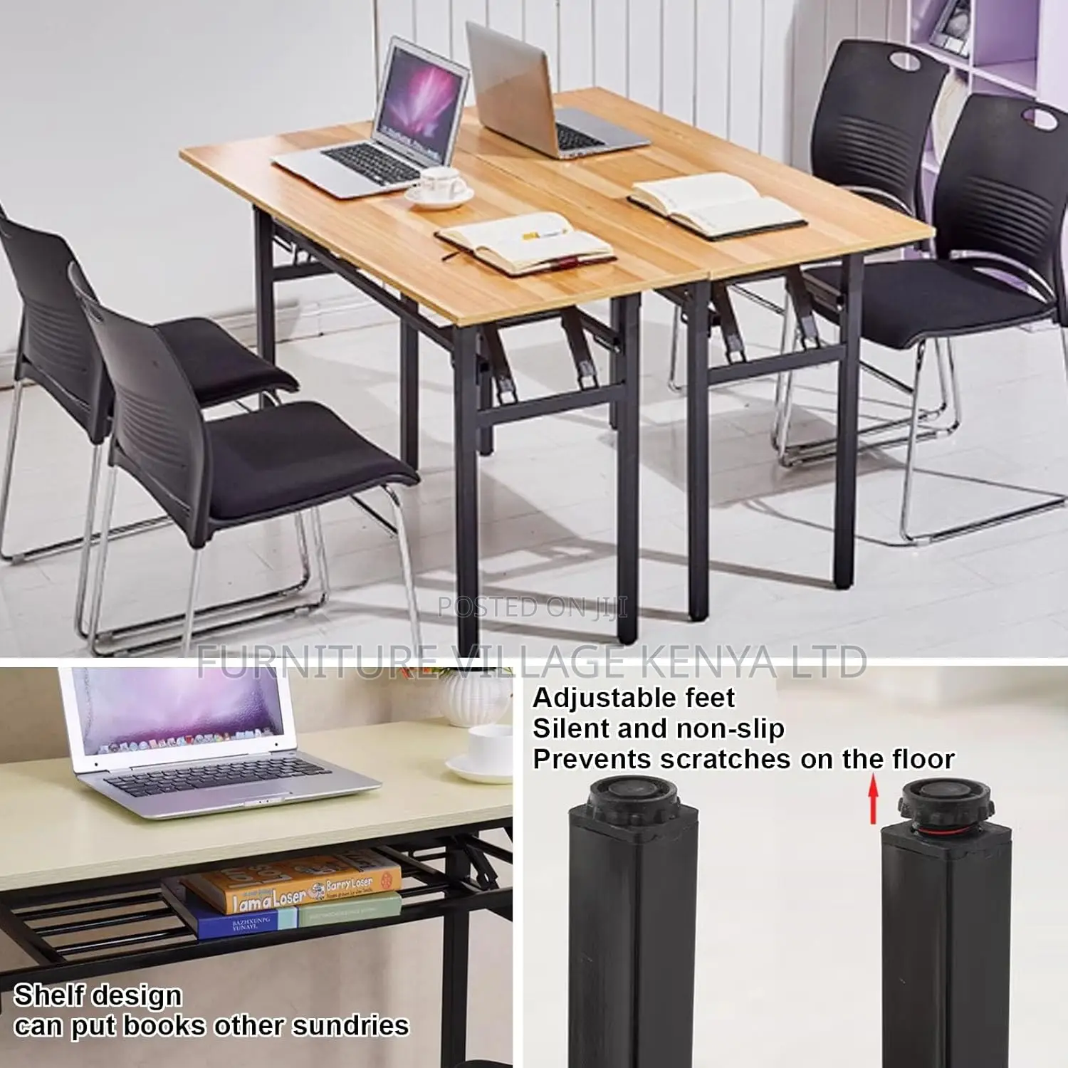 Office Desk; 120cm Foldable Metallic Leg Office Desk
