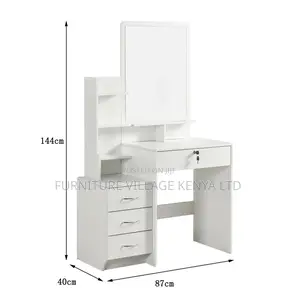 Dresser;Modern Dressing Table W/4 Drawers Sliding Mirror Stool