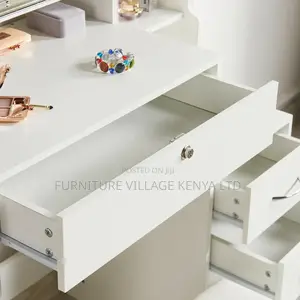 Dresser;Modern Dressing Table W/4 Drawers Sliding Mirror Stool