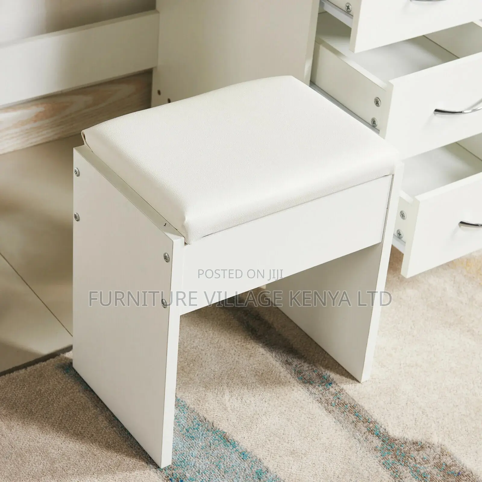 Dresser;Modern Dressing Table W/4 Drawers Sliding Mirror Stool