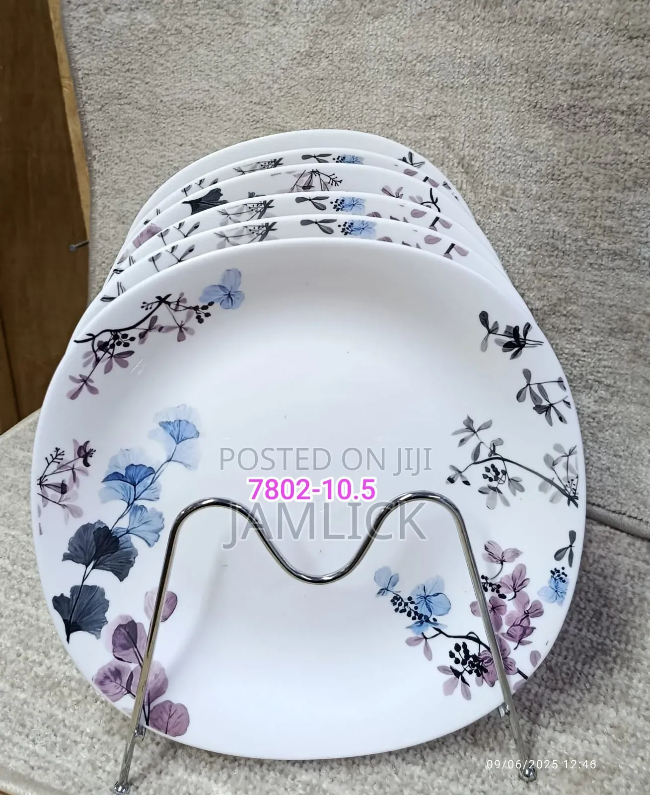 Purple Flowers Ceramic Plates – Set of 6 - Jm