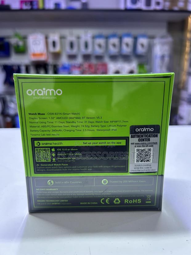 Oraimo Watch Muse – 1.32" Amoled Smartwatch With Free Straps Osw-Ban - thumbnail 2