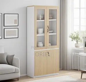 Office Cabinet : Wooden File Cabinet With Two Half Glass Doors
