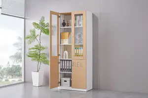 Office Cabinet : Wooden File Cabinet With Two Half Glass Doors