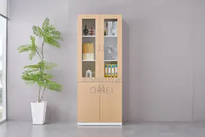 Office Cabinet : Wooden File Cabinet With Two Half Glass Doors