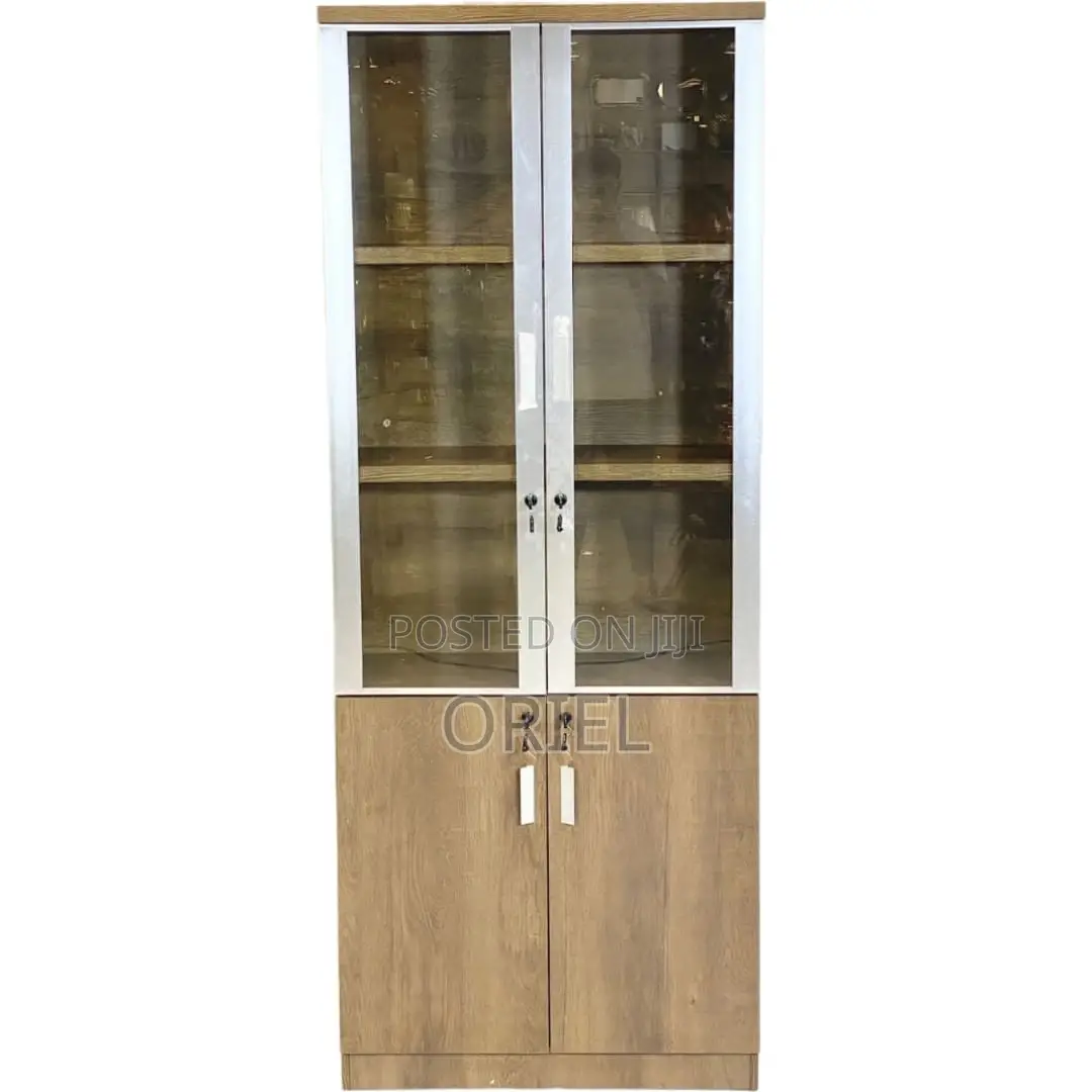 Office Cabinet : Wooden File Cabinet With Two Half Glass Doors