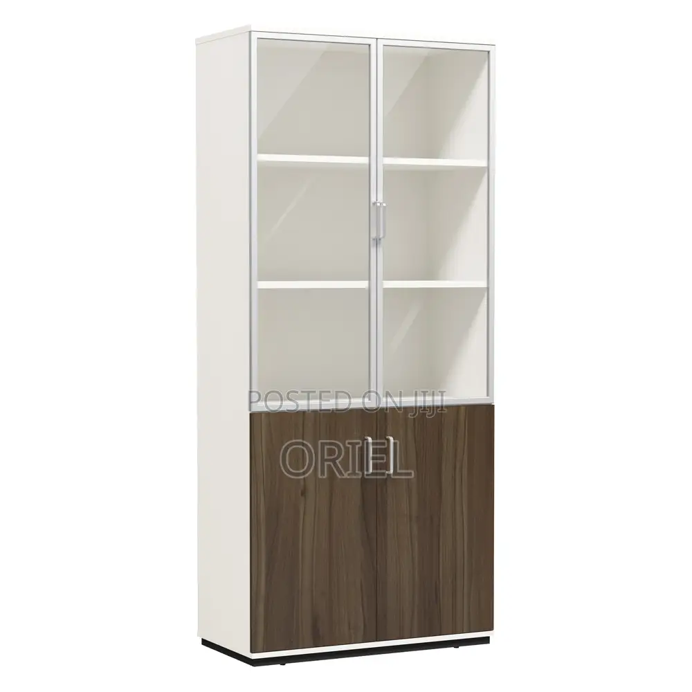 Office Cabinet : Wooden File Cabinet With Two Half Glass Doors