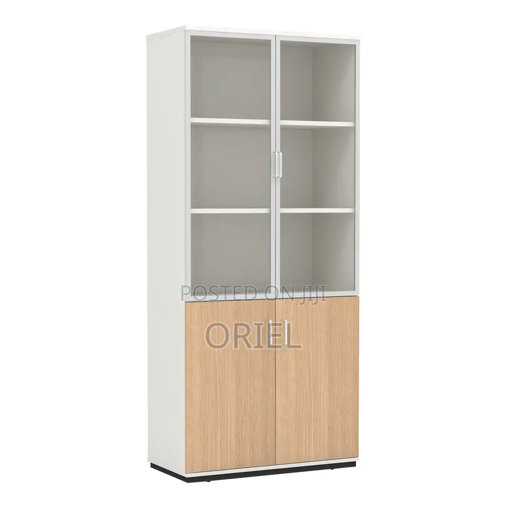 Office Cabinet : Wooden File Cabinet With Two Half Glass Doors