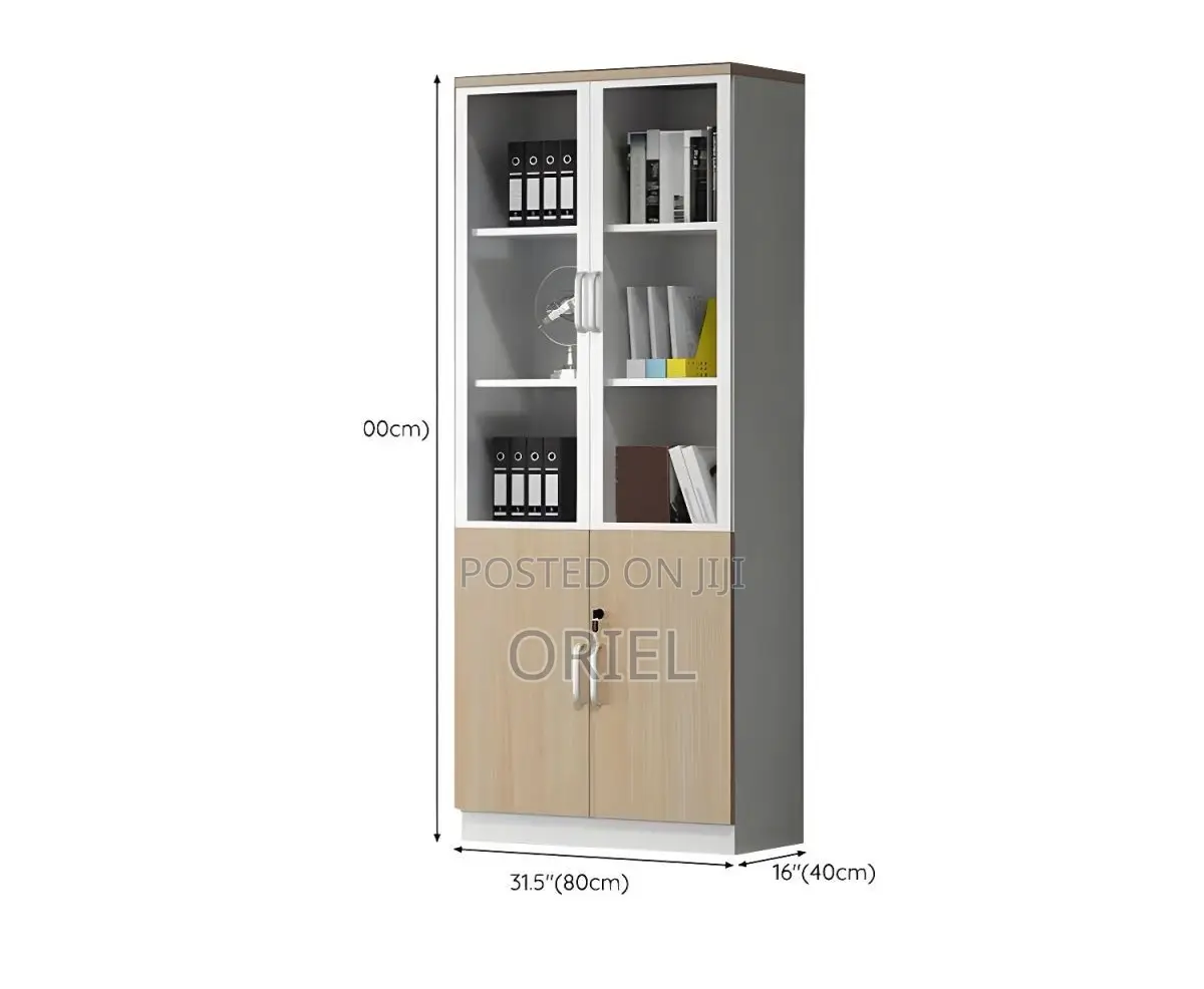 Office Cabinet : Wooden File Cabinet With Two Half Glass Doors