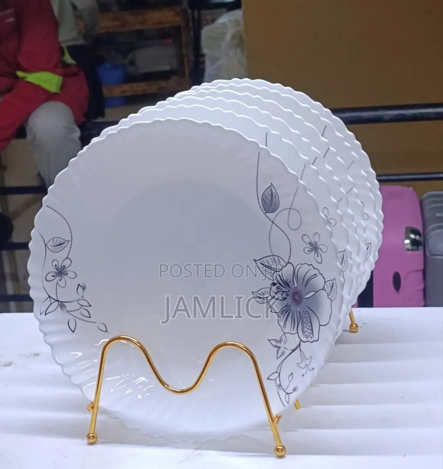 Purple Flower Ceramic Plates – 6pcs, 10.5"- Jm