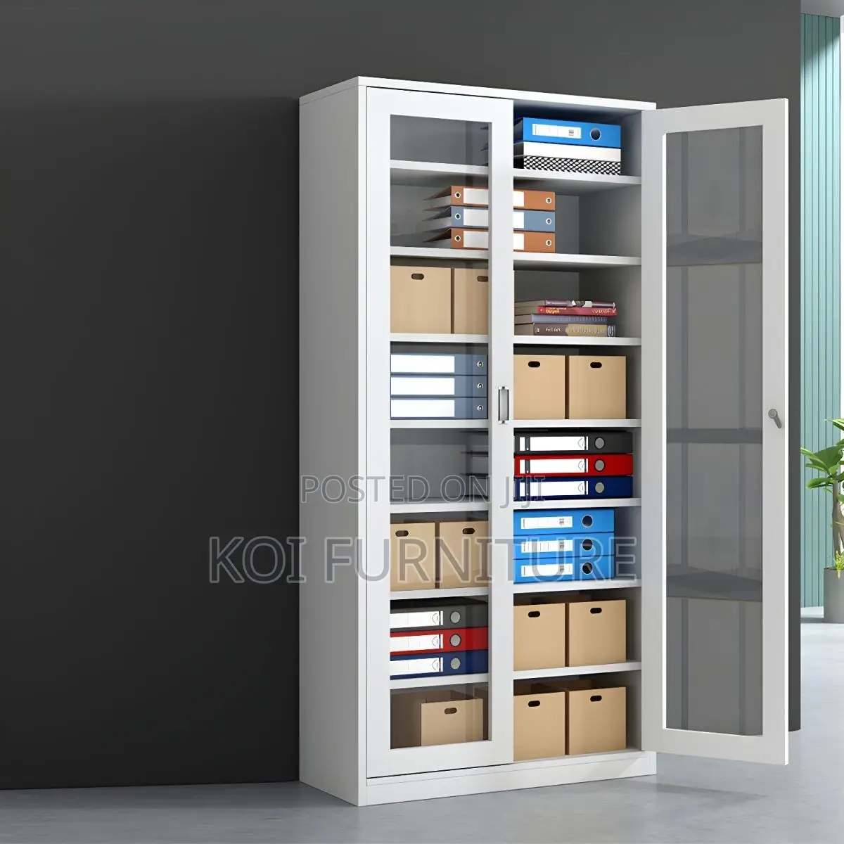 Office Cabinet; Two Dooors Frint Glass Functionality Office Cabinet