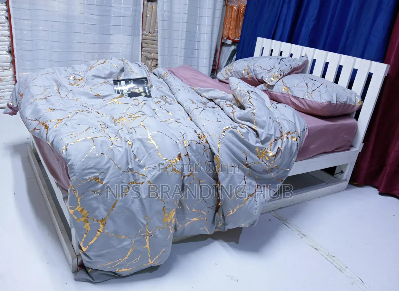 Gold Marble Texture Foil Style Duvet Cover Set Size:6*6/6*7 Sk